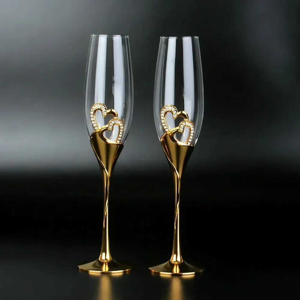 Champagne Flute Pair - Elegante hart- en tulvorm champagne fluitenglazen,