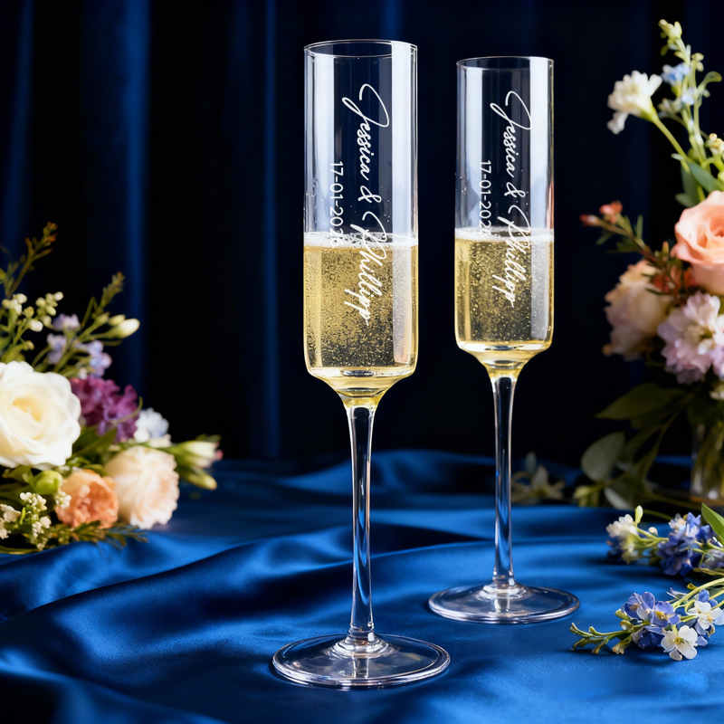 Champagne Flute Pair - 2-delige gepersonaliseerde champagneglasset, bruiloft champagneglazen, gepersonaliseerde