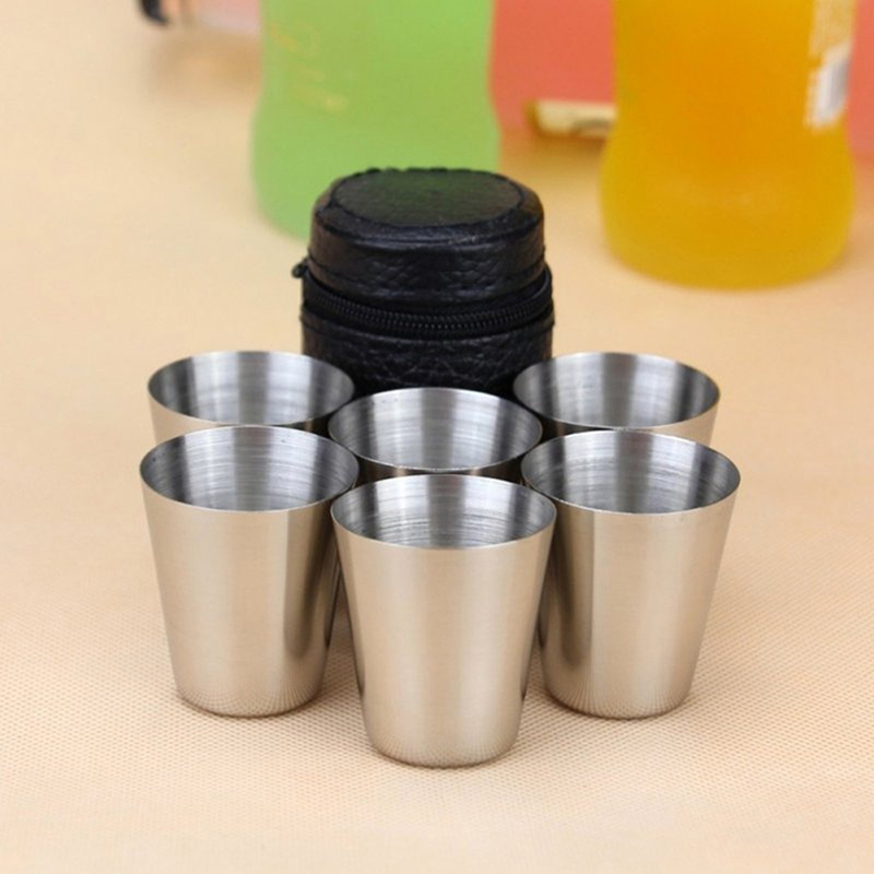 Wine Beer Glass Set - 4/6 Stuks Roestvrij Stalen Bekers Mini
