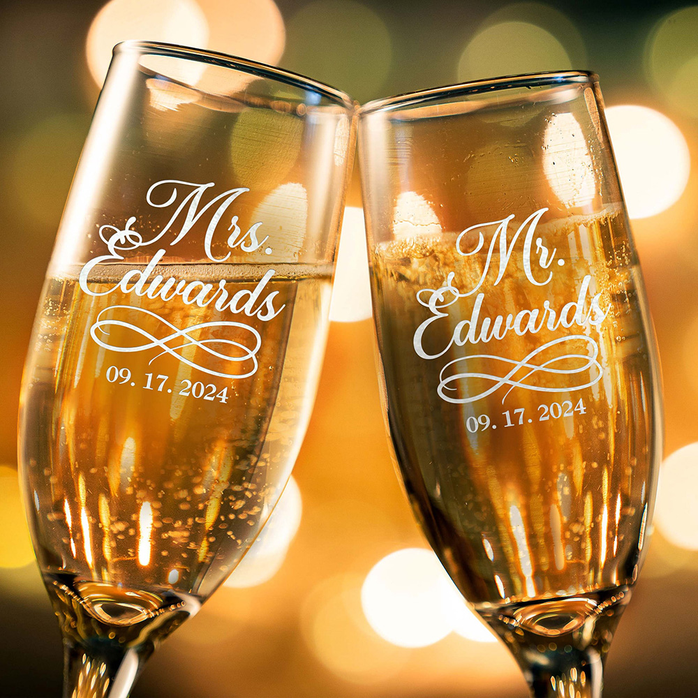 Champagne Flute Pair - Gepersonaliseerde set van 2 champagnefluiten gegraveerd