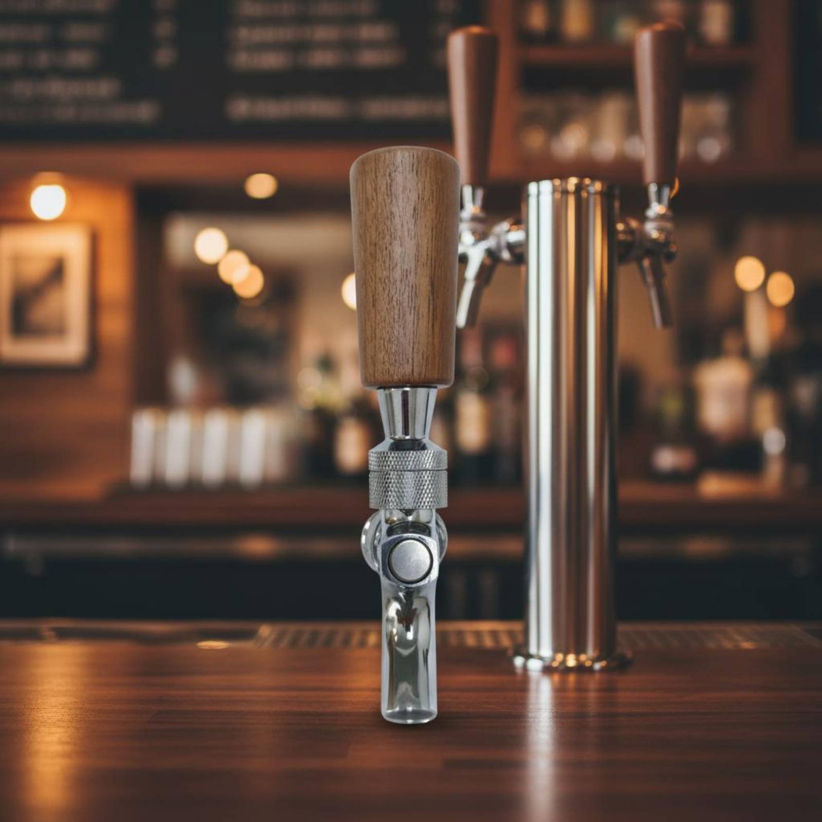 Korte houten biertapgreep van  - Wine Beer Bar recensie en prijs